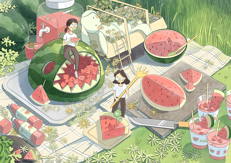 夏季美食插画正版图片素材
