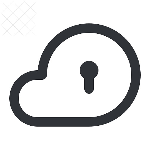 Weather, cloud, lock, locked, storage icon.