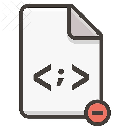 Document, file, code, remove icon.