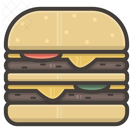 Hamburger, large, burger, cheeseburger, fastfood icon.