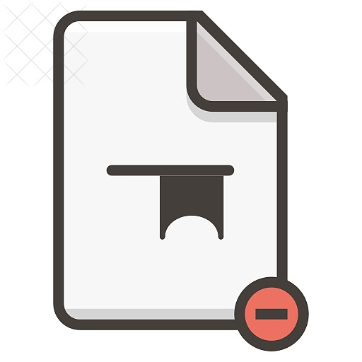 Document, bookmark, file, remove icon.