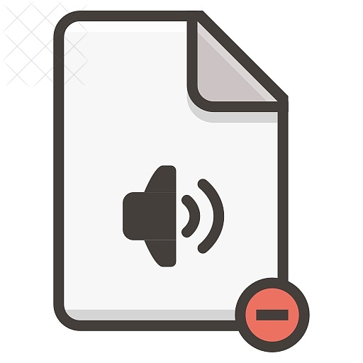 Document, file, music, remove, sound icon.