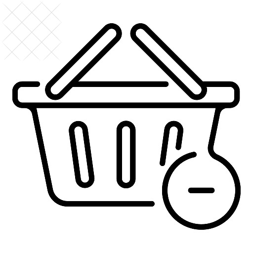 Basket, cart, delete, remove, sale icon.