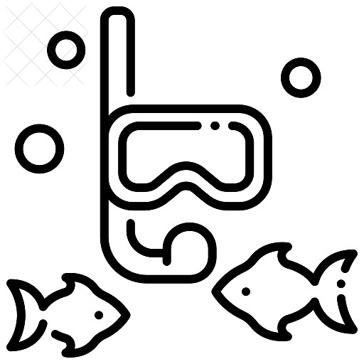 Diver, fish, ocean, scuba, sea icon.