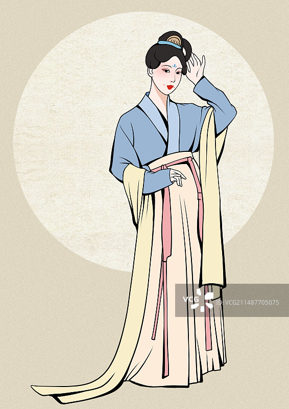 唐朝汉服传统文化服饰古代女子国风插画图片素材