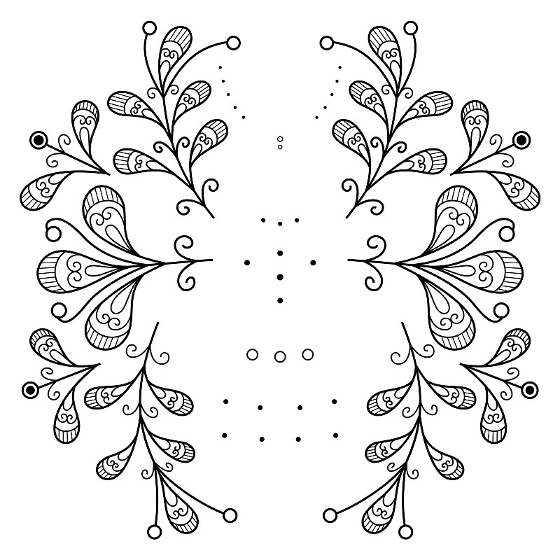 手繪的花朵和葉子在曾格爾風格插畫圖片