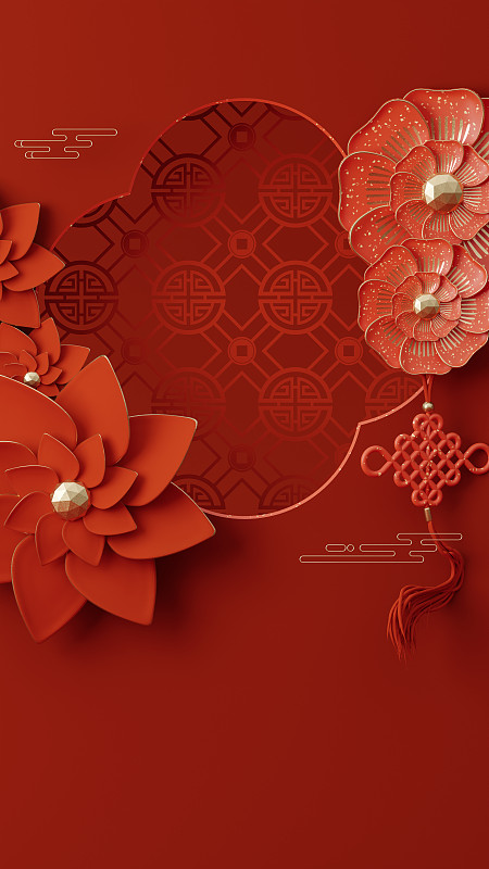 3D渲染国潮中国传统节日主题背景图片下载