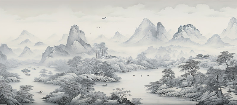 【AI数字艺术】中国山水画图片下载