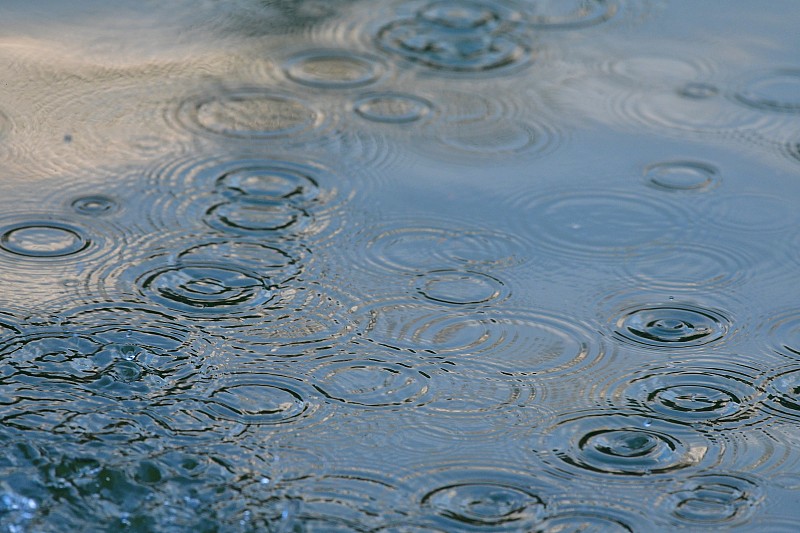 水坑上的雨滴的全幀拍攝圖片素材
