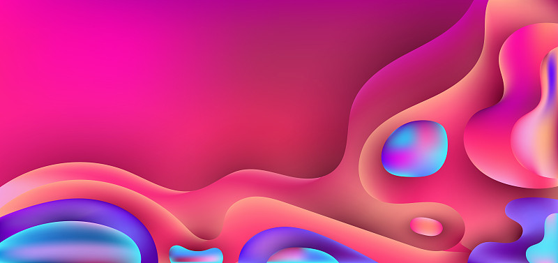 抽象的3D流體梯度形狀充滿活力的顏色背景與空間的文本。圖片素材