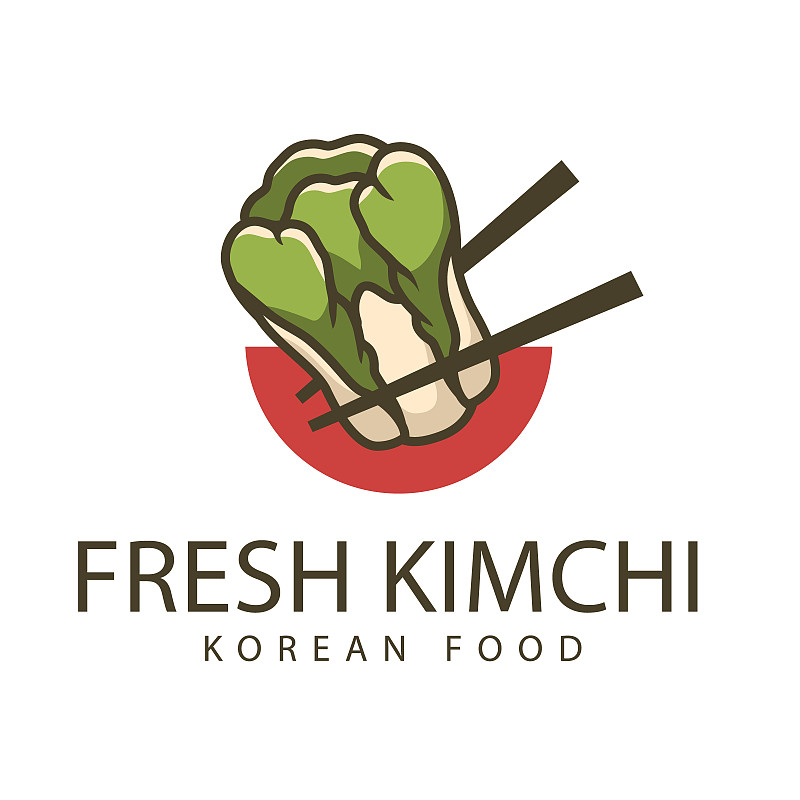 食品和飲料手繪平面韓國食品標志矢量插圖插畫圖片