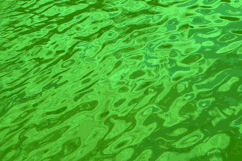 矢量插圖的水波紋紋理背景。日落時波浪形的水面，金色的光線反射在水中。插畫圖片