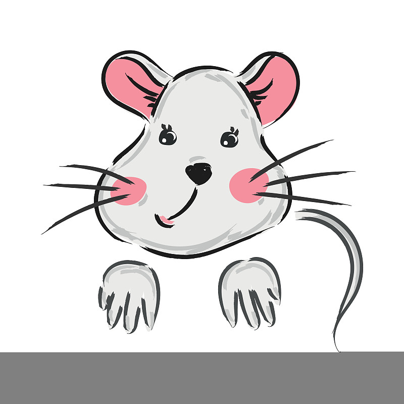 可愛的矢量打印與灰色的小老鼠插畫圖片