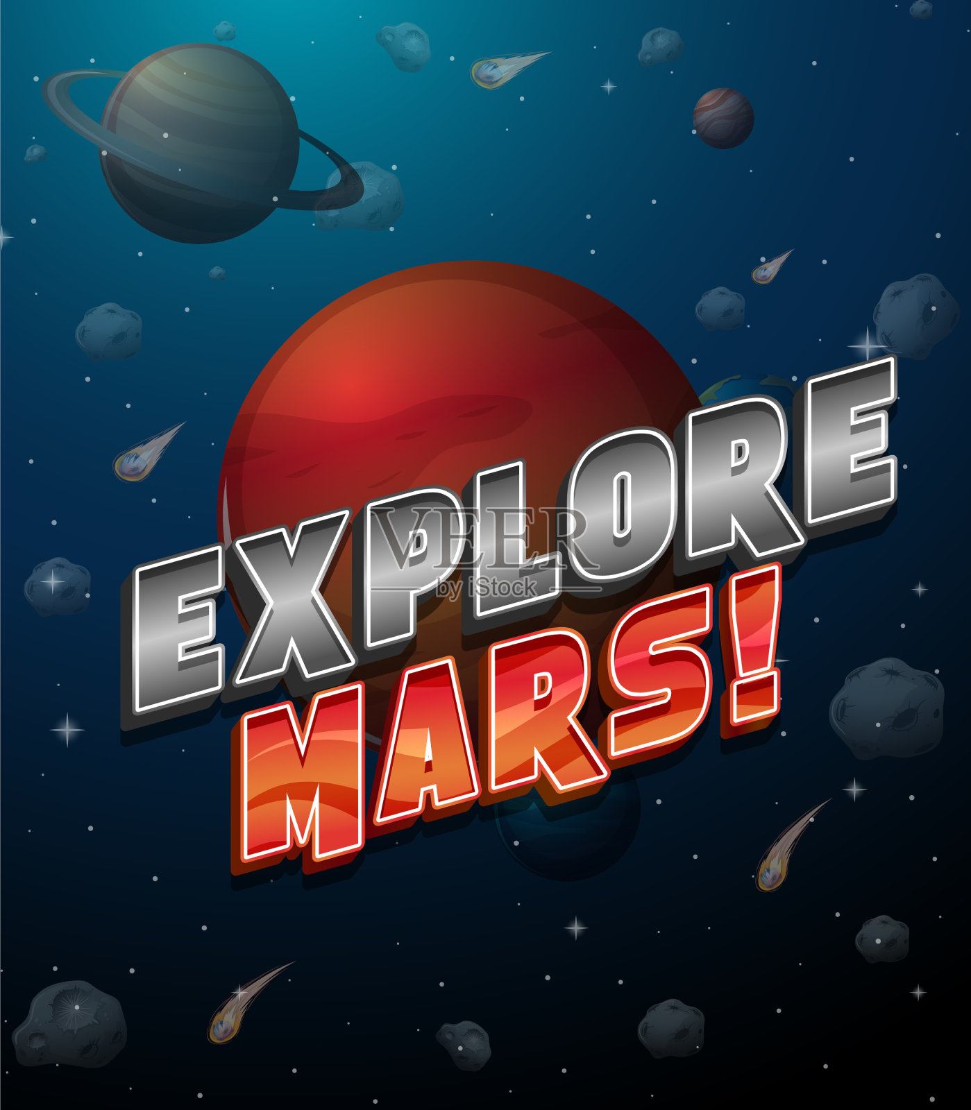 探索火星字标志海报插画图片素材