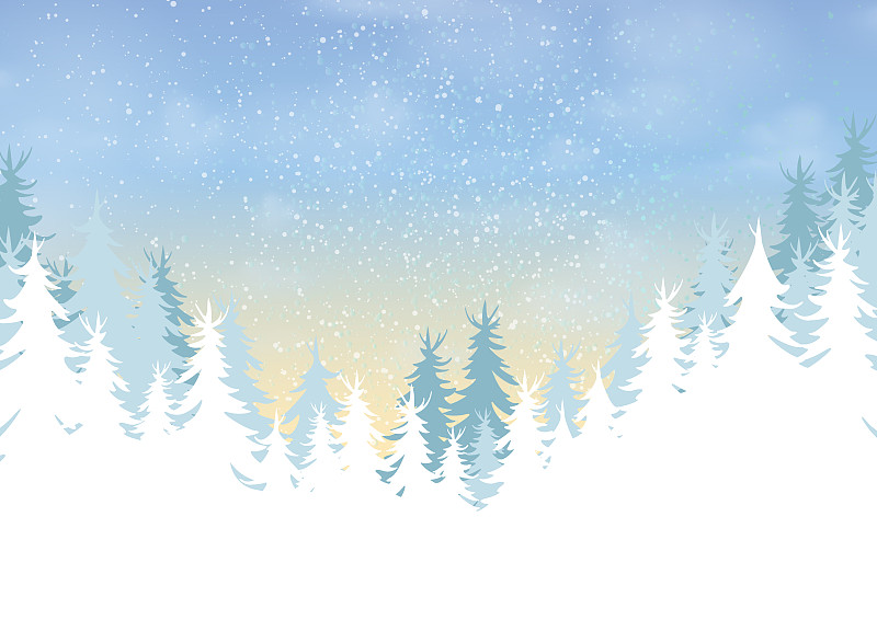 松林以冬季為景觀背景圖片素材
