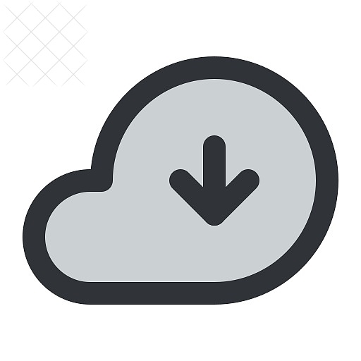 Weather, cloud, arrow, download, storage icon.