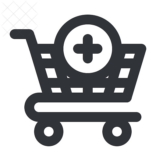 Ecommerce, add, buy, cart, plus icon.