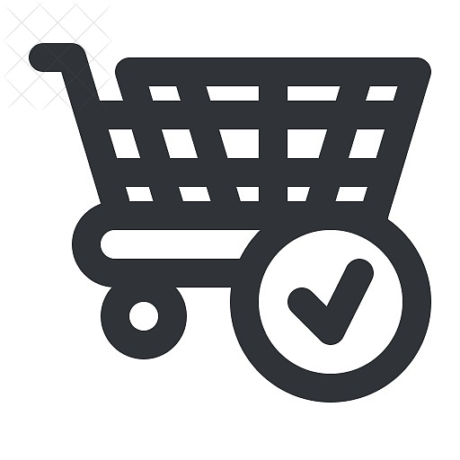 Ecommerce, buy, cart, check, shopping icon.
