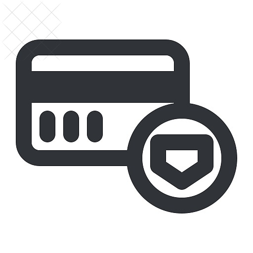Ecommerce, card, payment, secure, shield icon.