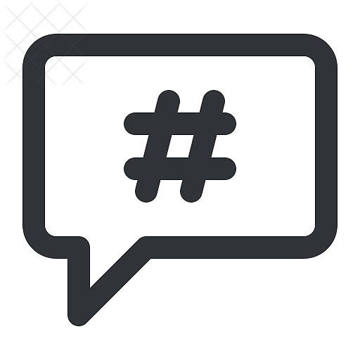 Bubble, chat, communication, conversation, hashtag icon.