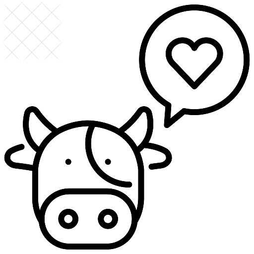 Animal, cow, love, mammal, vegan icon.