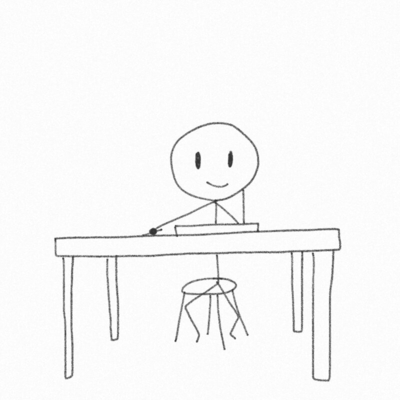 坐在办公桌前思考一个想法的简笔画动画元素下载