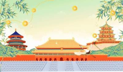北京著名旅游景点矢量插画模板下载