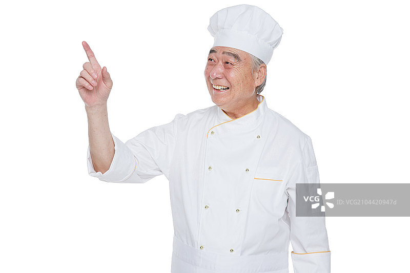 一个穿着厨师服的老年男人图片素材