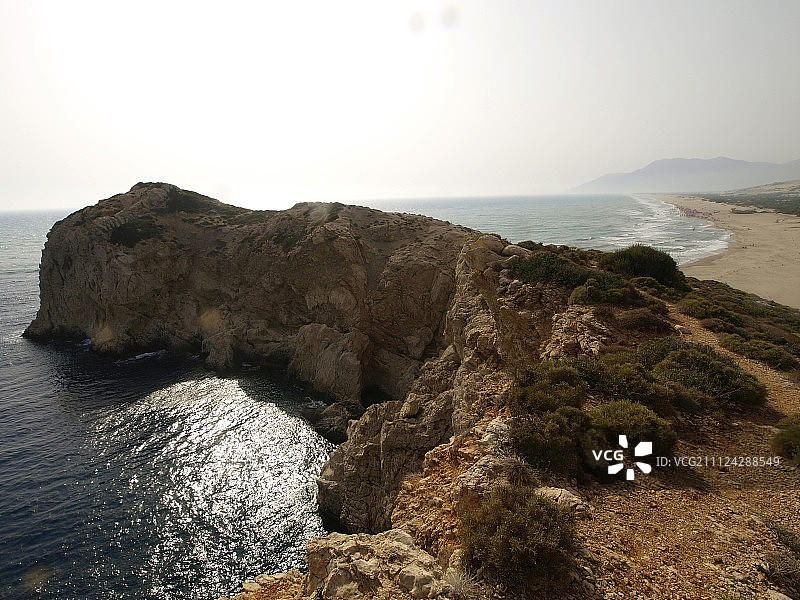 沙丘和海滩与蓝天在帕塔拉，利西亚，土耳其图片素材