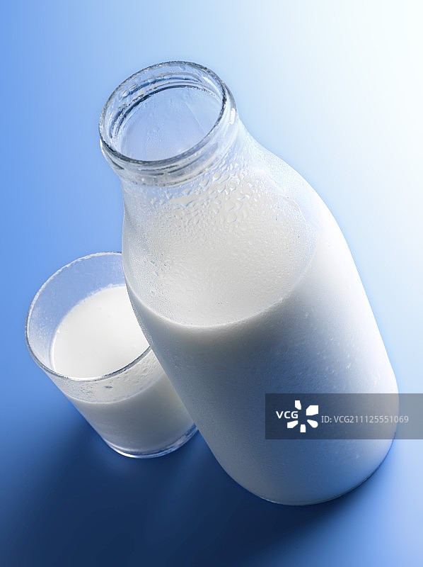 一瓶和一杯牛奶图片素材