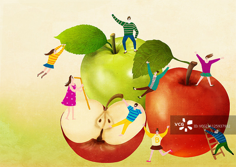 苹果小雕像的插图图片素材