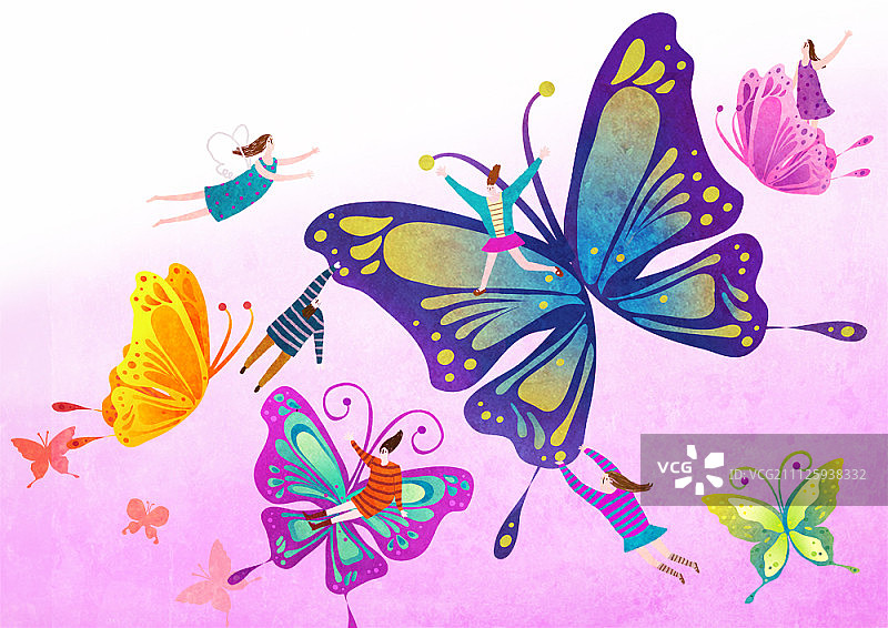 蝴蝶雕像的插图图片素材