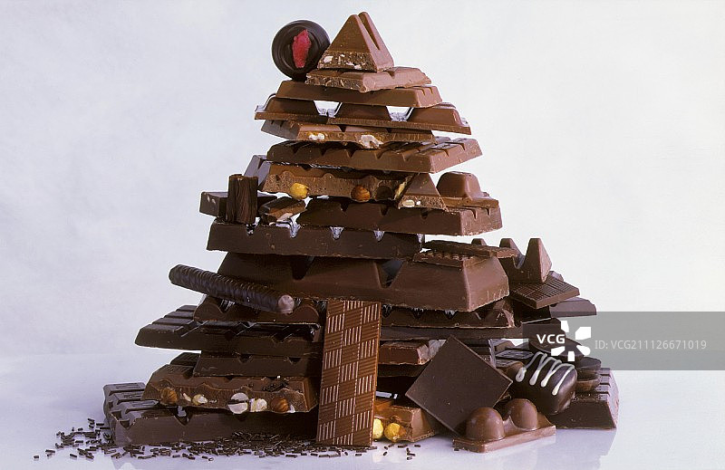 各式各样的巧克力棒和巧克力糖果图片素材