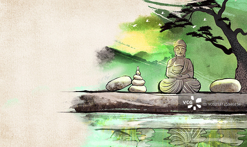 佛教与僧人插图图片素材
