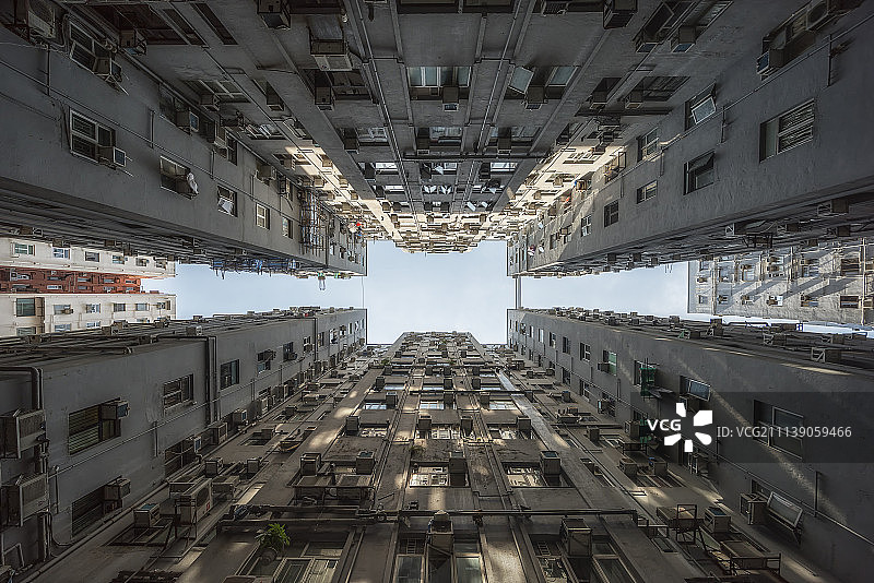 香港居住区正下方视角图片素材