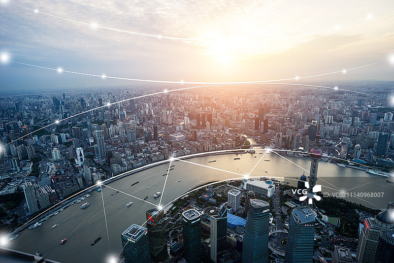 上海城市风光大数据概念图片素材