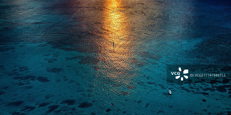 毛里求斯 日落 航拍图片素材