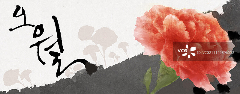 韩国书法花卉插画图片素材