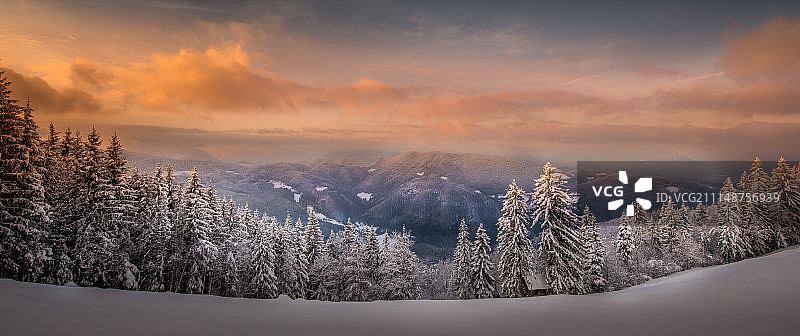 美丽的冬天日落图片素材