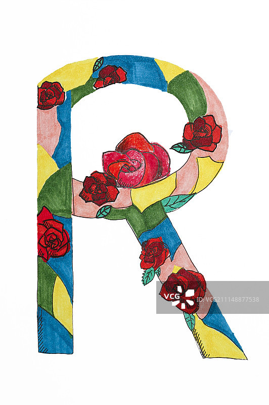 玫瑰,英文字母R图片素材
