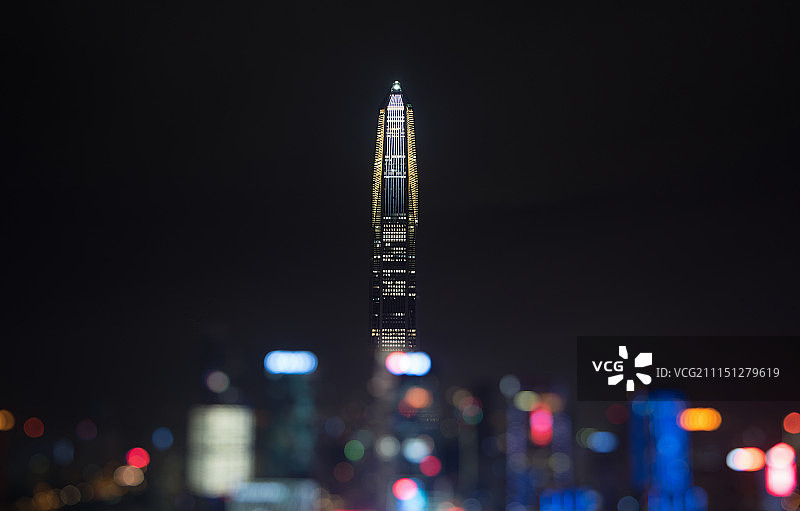 鸟瞰深圳天际线城市夜景风光图片素材