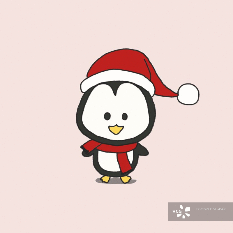 戴圣诞帽的企鹅动画图片素材
