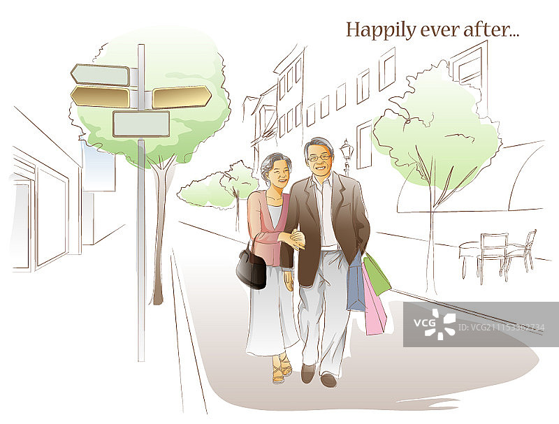 快乐老年生活概念插图图片素材