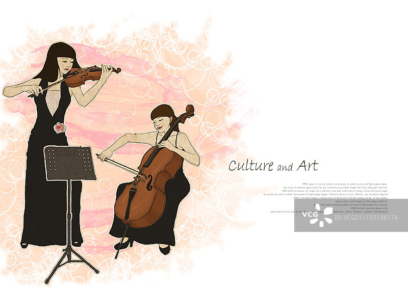 拉小提琴和大提琴的女人图片素材