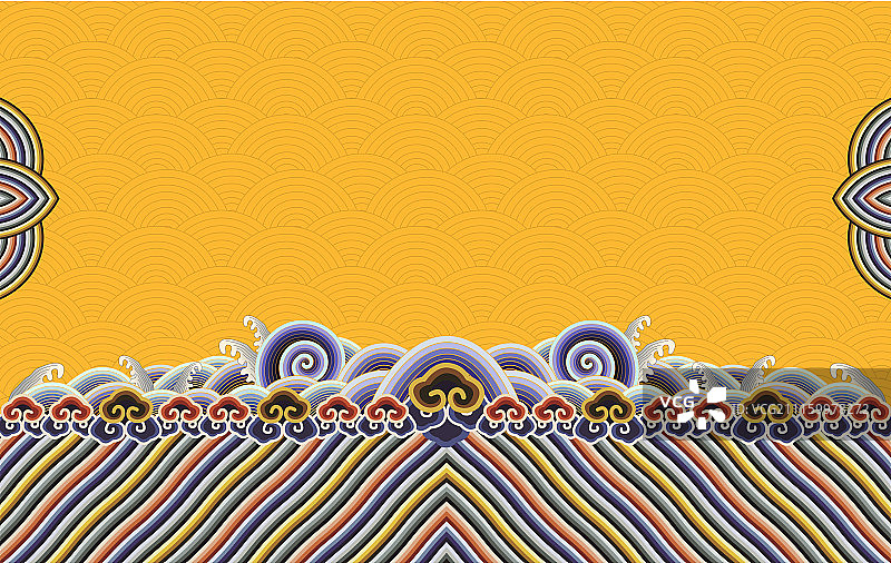 中国皇家传统古典江崖海水花纹背景龙袍版图片素材