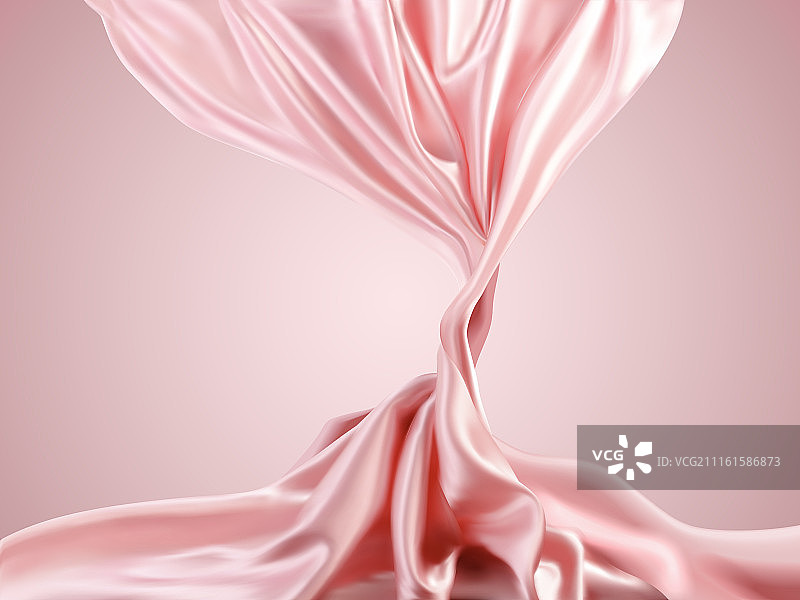 粉红色布幔设计素材﹐垂坠滑顺质感图片素材