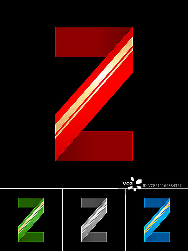 ABC字体从彩色套纸缎带-拉丁字母Z图片素材