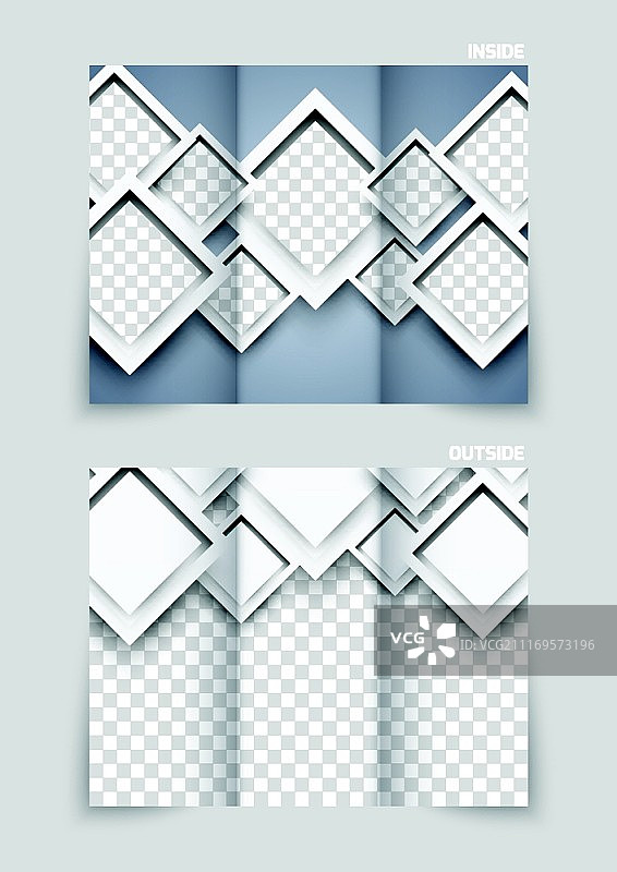 三折宣传册模板设计与方块图片素材