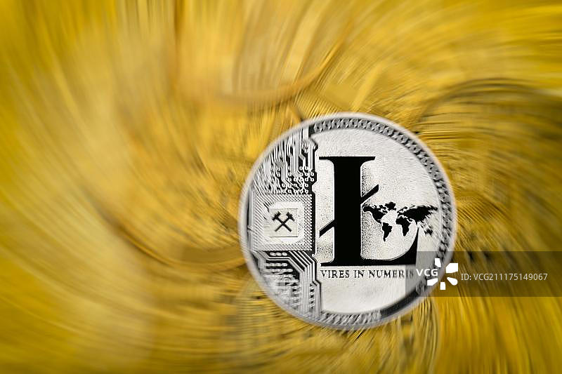 股价数字货币，黄金实物货币莱特币图片素材