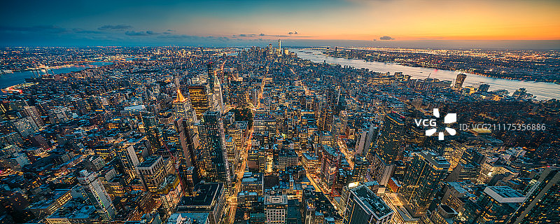 纽约日落天际线全景图片素材